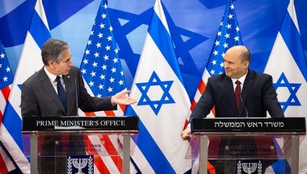 Prime Minister Naftali Bennett (R) and U.S. State Secretary Antony Blinken, Jerusalem, Israel, March 27, 2022.