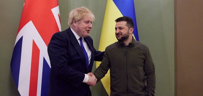 British PM Boris Johnson unveils new economic, military aid in Ukraine visit.