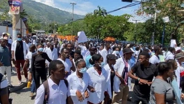 Student march in Port-au-Prince, Haiti, April 28, 2022.