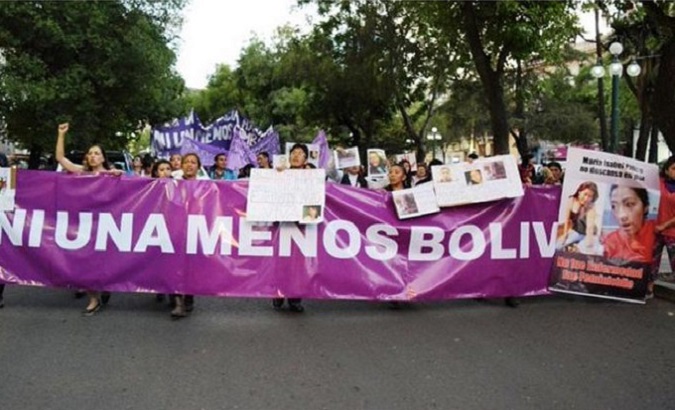 Citizens take part in a demonstration to reject violence against women and girls, Bolivia.