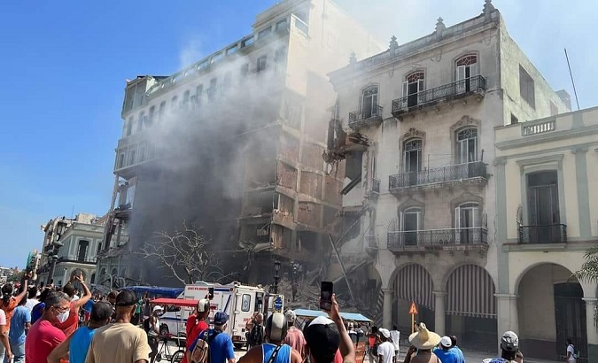 View of the Saratoga hotel after the explosion, Havana, Cuba, May 6, 2022.