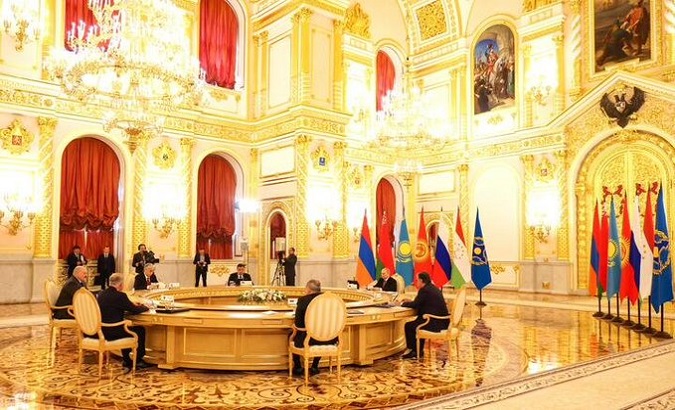 The Kremlin hosted a CSTO summit at which Russian President Vladimir Putin said that strengthening the CSTO effectively contributes to regional defense as a body ensuring security and stability in the Eurasian space. May. 16, 2022.