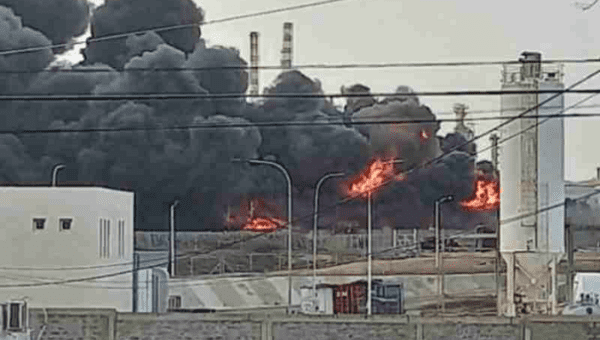 Fire at the Cardon refinery, Venezuela, May 22, 2022.