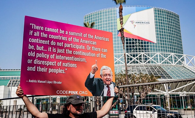 Protest outside the Convention Center in LA, U.S., June 9, 2022.