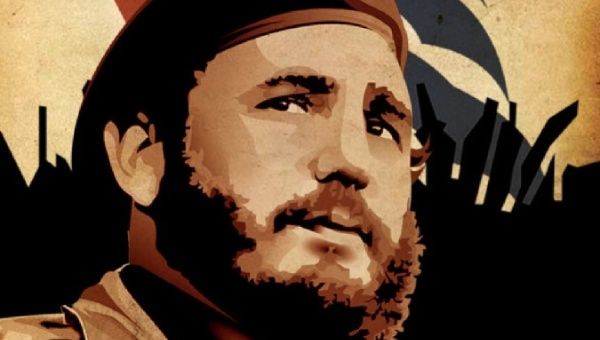 A poster of Fidel Castro.