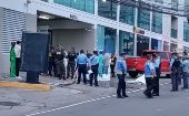 Crime scene at the Torre Morazan building, Tegucigalpa, Honduras, July 14, 2022.