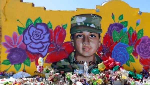 A mural of late Vanessa Guillen in Fort Worth, Texas, U.S., July 2020.