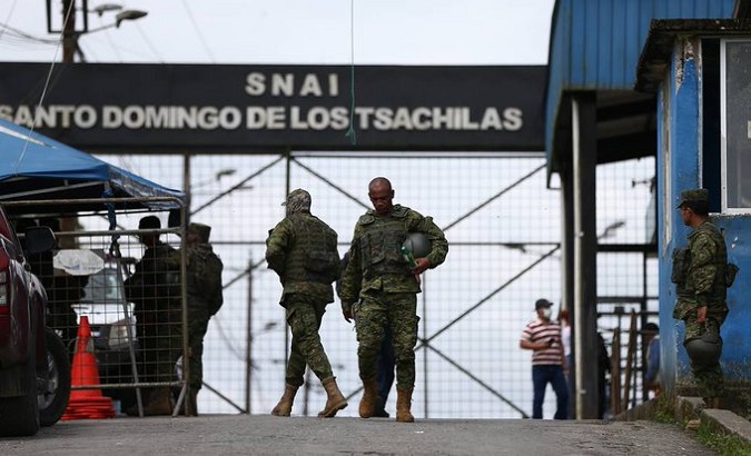 Soldiers outside the Santo Domingo's prison, Ecuador, July 19, 2022.