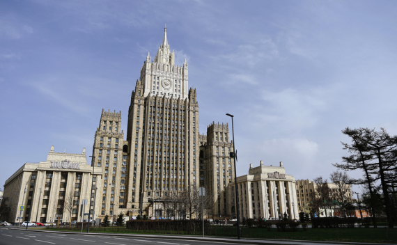 Photo taken on April 16, 2021 shows the Ministry of Foreign Affairs of Russia in Moscow.