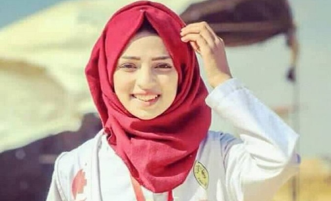 Razan Najjar, a 21-year-old Palestinian volunteer paramedic, killed by an Israeli sniper in 2018.