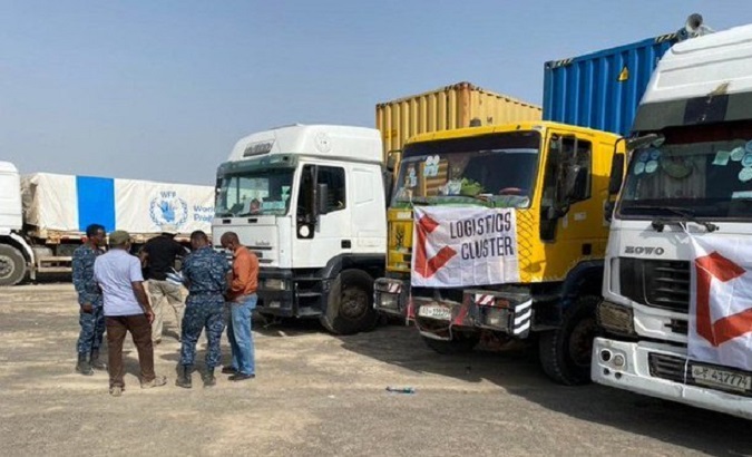 Cargo trucks used by the World Food Program in Ethiopia.