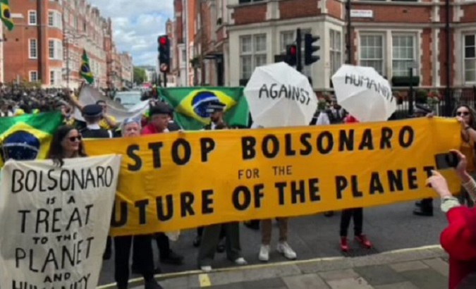Protest against Brazilian President Jair Bolsonaro in London, Sept., 2022.