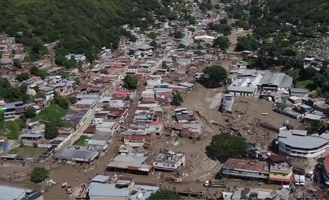 Aerial view of Las Tejerias after the landslide, Oct. 10, 2022.