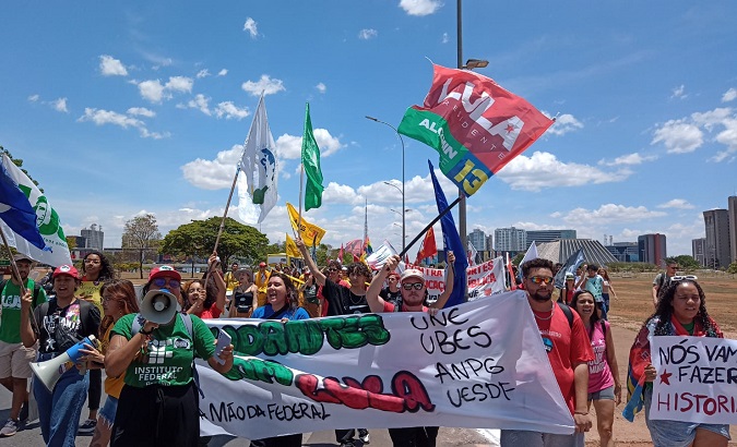 Student march in Brasilia, Brazil, Oct. 18, 2022
