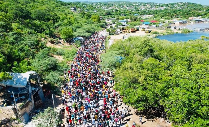 Mass protest march in rural Haiti, Oct. 10, 2022.
