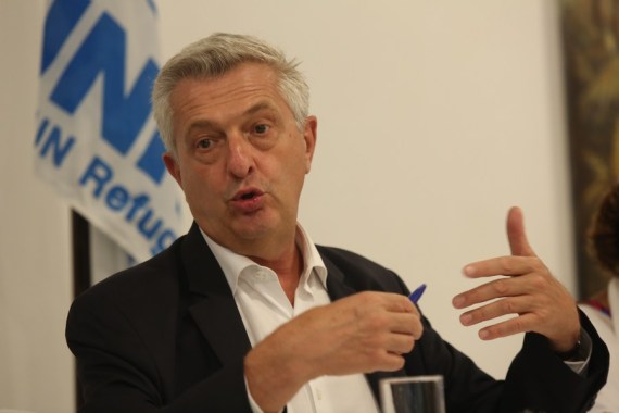 Filippo Grandi, United Nations High Commissioner for Refugees (UNHCR), speaks at a news conference in Dar es Salaam, Tanzania, on Aug. 26, 2022.