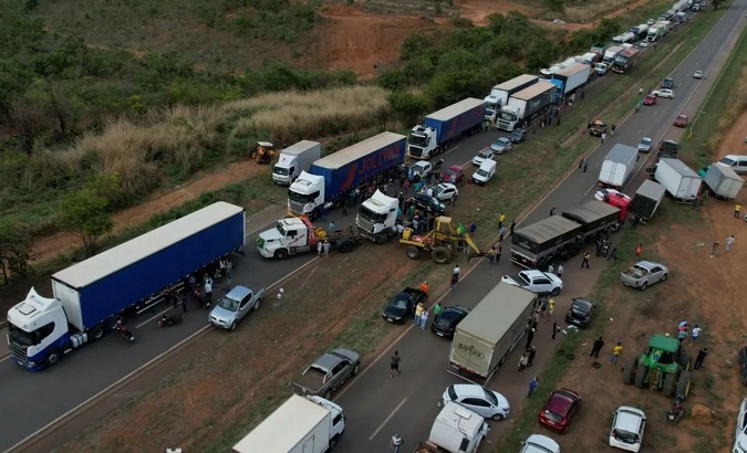 Truckers supporting Jair Bolsonaro block roads, Brazil, Nov. 1, 2022.