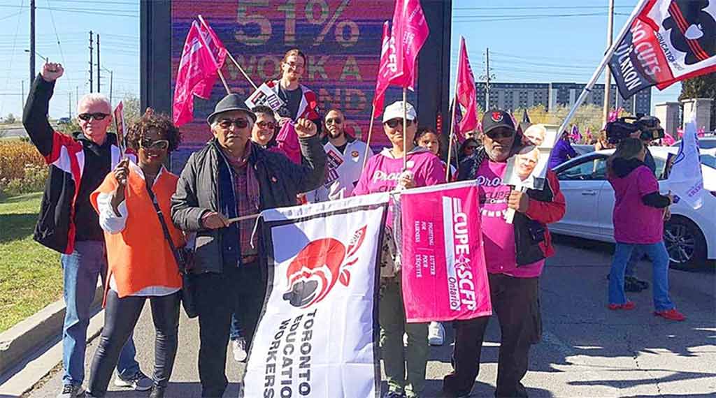 Striking education workers in the province of Ontario, Canada