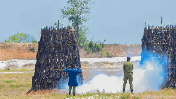 Weapons to be destroyed by Tanzanian police, Nov. 23, 2022.