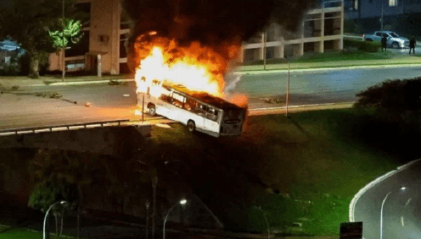 Bus set on fire by far-right activists in Brasilia, Brazil, Dec. 12, 2022.