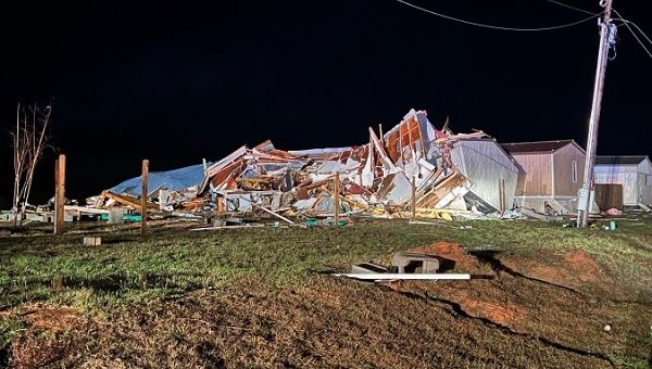 Aftermath of a tornado passing through Union Parish, LA, U.S., Dec. 13, 2022.