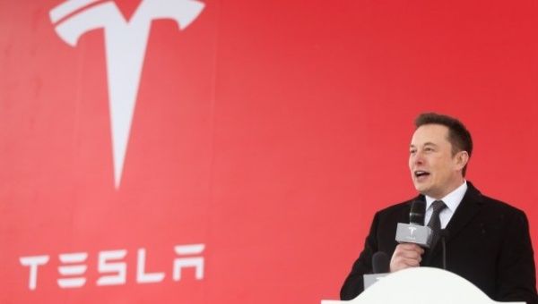 Tesla CEO Elon Musk speaks at the groundbreaking ceremony of Tesla Shanghai gigafactory in Shanghai, China, Jan. 7, 2019.
