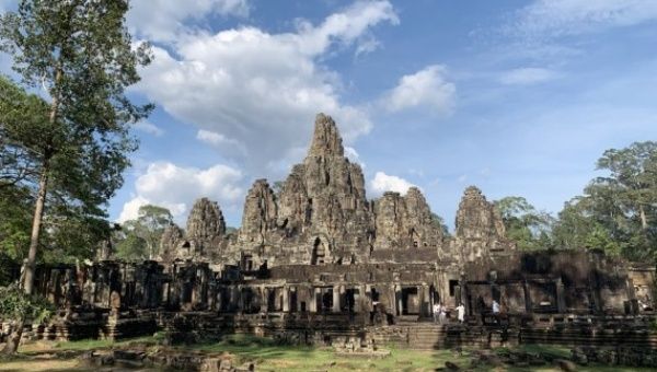 Photo taken on April 5, 2022, shows the Bayon Temple in the Angkor Archeological Park in Siem Reap province, Cambodia.