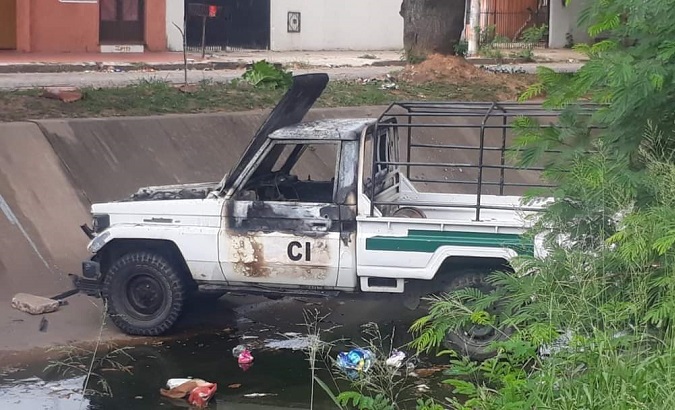 Patrol destroyed and launched into the Cotoca canal, Santa Cruz, Bolivia, Jan. 3, 2023.