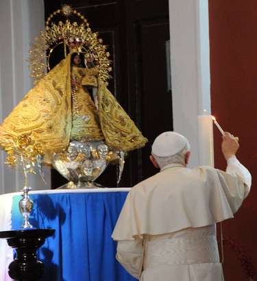 Pope Benedict XVI honors the Virgin of Charity of El Cobre, Santiago de Cuba, Cuba, 2012.