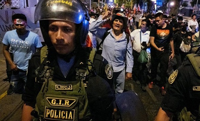 Protesters rebuke police in Peru, January, 2023.