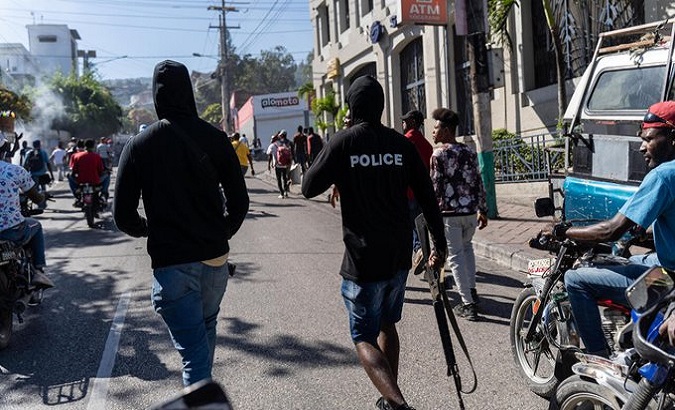 Police officers take part in a demonstration, Haiti, January 2023.