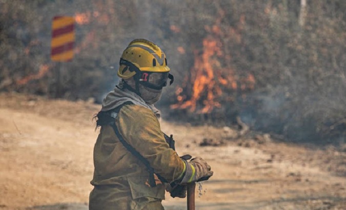 A firefighter in Chile, Feb. 9, 2023.