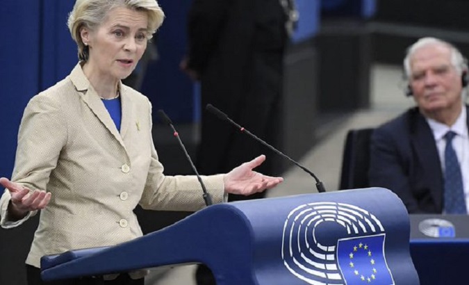 European Commission President Ursula von der Leyen (L), Feb. 15, 2023.