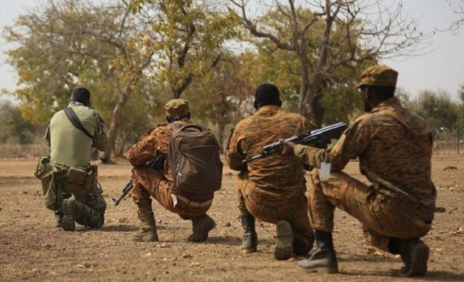 Soldiers during an operation on the ground in Burkina Faso, Feb. 2023.
