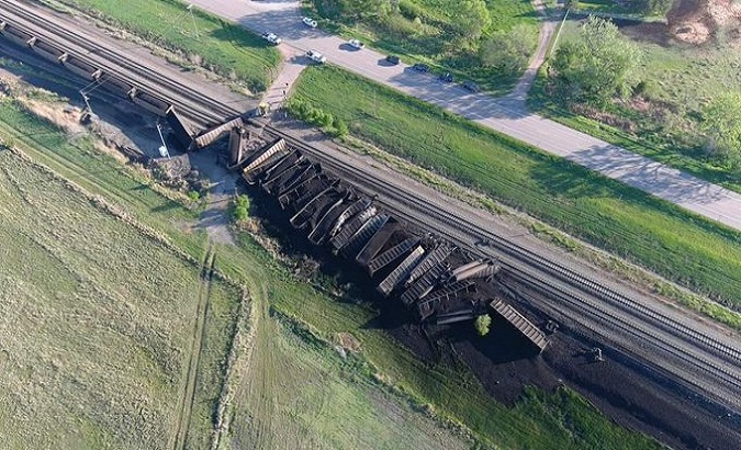 Approximately 31 Union Pacific train cars carrying coal derailed. Feb. 21, 2023.
