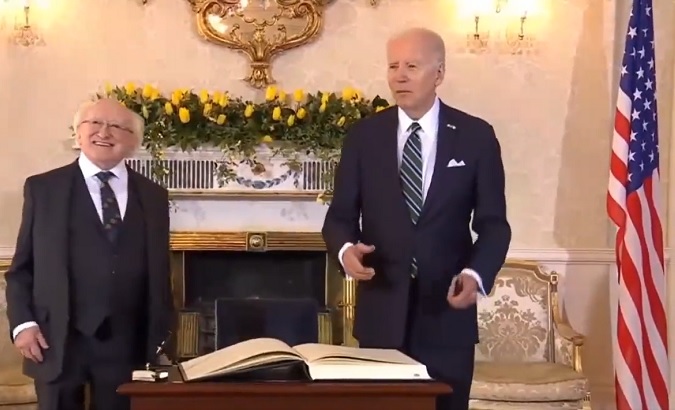 U.S. President Joe Biden (R) in Northern Ireland, April 13, 2023.