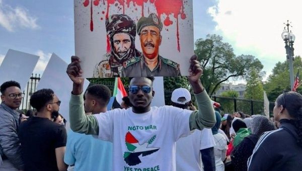 Activists protesting against the armed conflict in Sudan, Washington D.C., U.S., April 29, 2023.