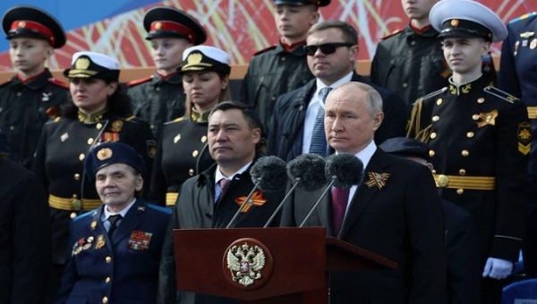 Russian President Vladímir Putin with high government officials on Victory Day. May. 9, 2023. 