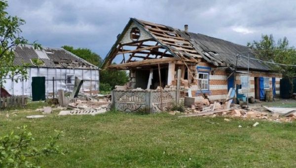 A house destroyed in Belgorod, Russia, May 23, 2023.