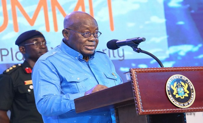 President of Ghana, Nana Addo Dankwa Akufo-Addo at the National Blue Economy Summit. Jun. 1, 2023.