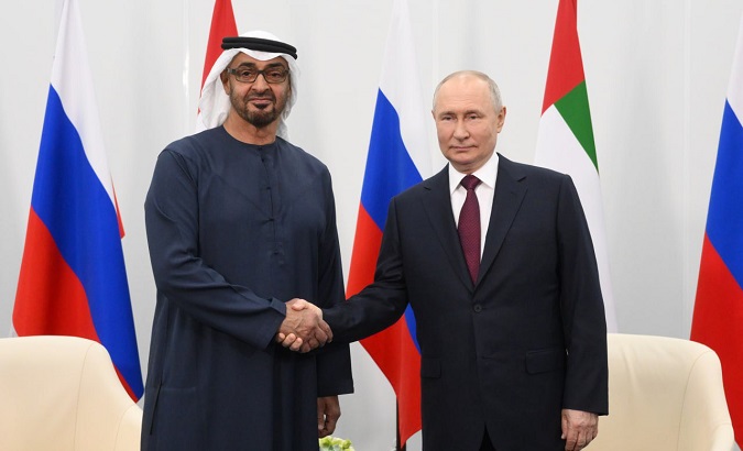 UAE President Mohamed bin Zayed (L) & Russian President Vladimir Putin (R), June 16, 2023.