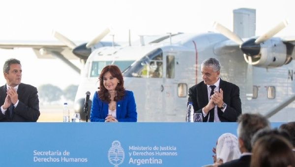 Argentine Vice President Cristina Fernandez-Kirchner (C), June 26, 2023. 