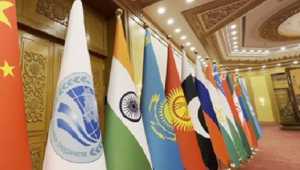 Flags of the countries of the Shanghai Cooperation Organization.