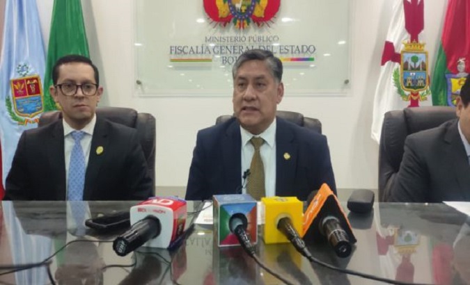Juan Lanchipa, Attorney General of Bolivia, in press conference. Jul. 13, 2023.