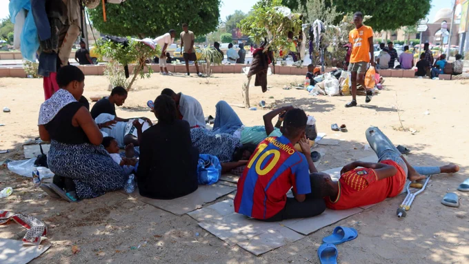 African migrants on Tunisia-Libya border. Jul. 28, 2023. 