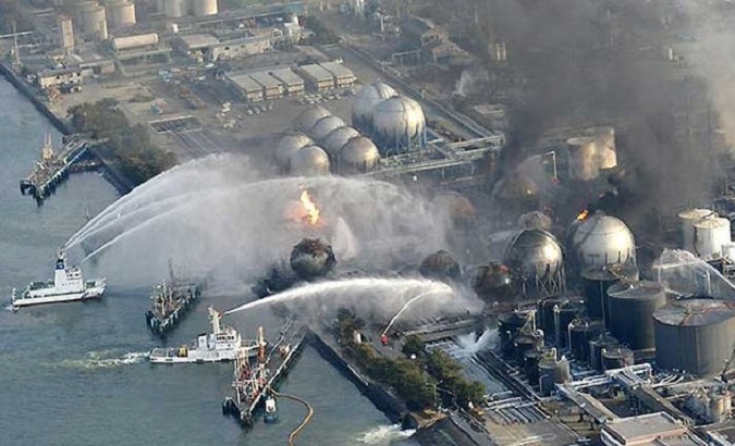 Tanker ships cool the temperature of the Fukushima nuclear plant, July, 2023.