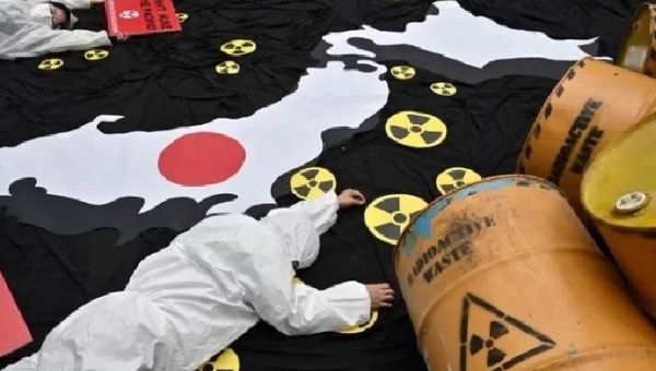 Artists protesting against the release of nuclear wastewater into the Pacific Ocean.
