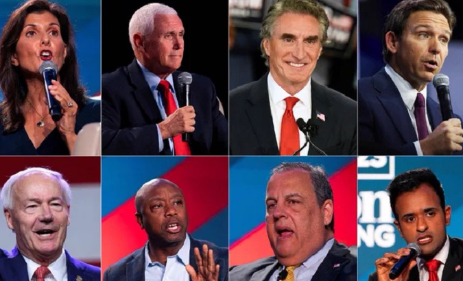 Participants in the Republican presidential debate, Aug. 23, 2023.