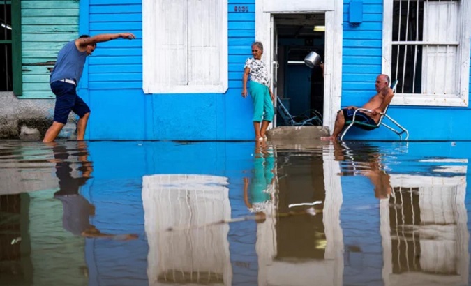 A Cuban town flooded by the rains caused by Idalia, Aug. 28, 2023.