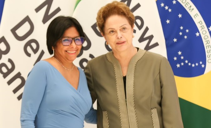 Venezuelan VP Delcy Rodriguez (L) and Dilma Rousseff (R) in Shanghai, China, Sept. 6, 2023